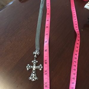 Swarovski Silver Metal cross with crystals very flattering